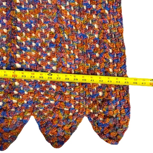 Handmade Vibrant Multicolor Crocheted Throw – 45” x 60” - Picture 5 of 6